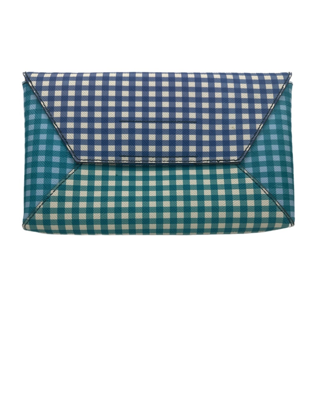 J. Crew Gingham Envelope Clutch in Navy and Teal New with Tag